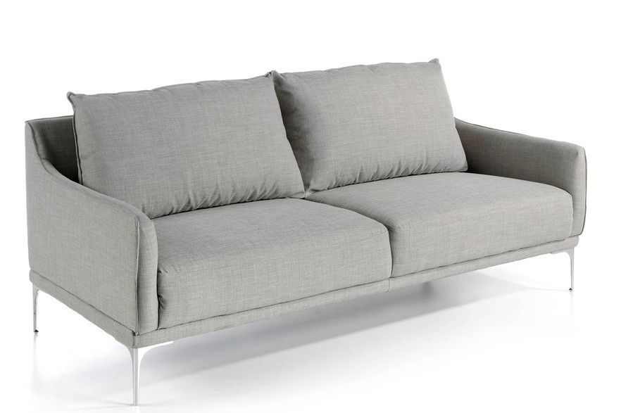 Canapé design 3 places tissu gris clair et acier chromé Kira - Photo n°2