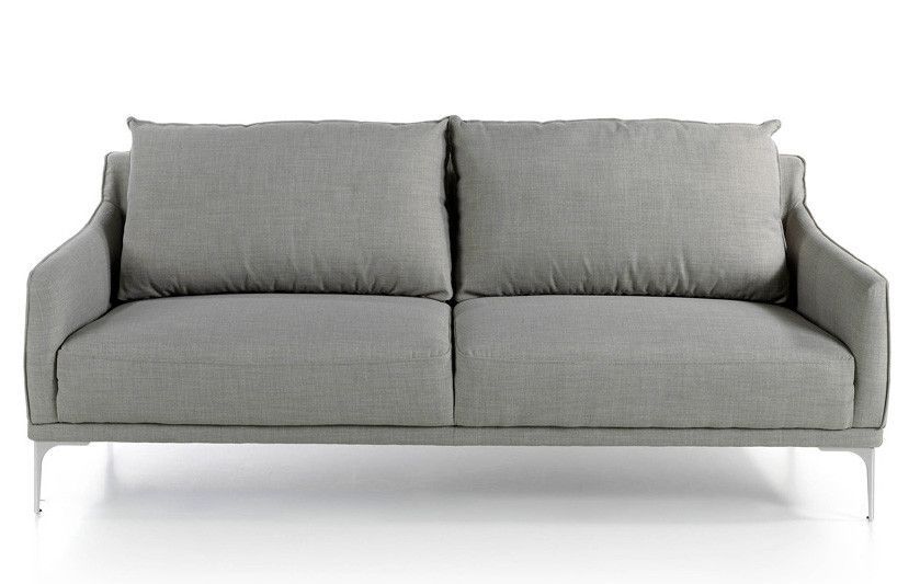 Canapé design 3 places tissu gris clair et acier chromé Kira - Photo n°1