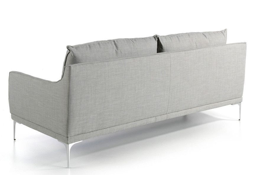 Canapé design 3 places tissu gris clair et acier chromé Kira - Photo n°3