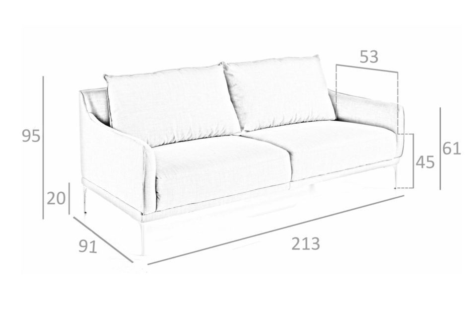 Canapé design 3 places tissu gris clair et acier chromé Kira - Photo n°5