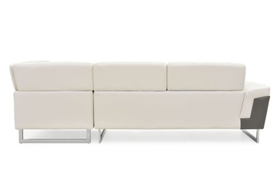Canapé design angle droit simili cuir blanc et gris Kima - Photo n°3