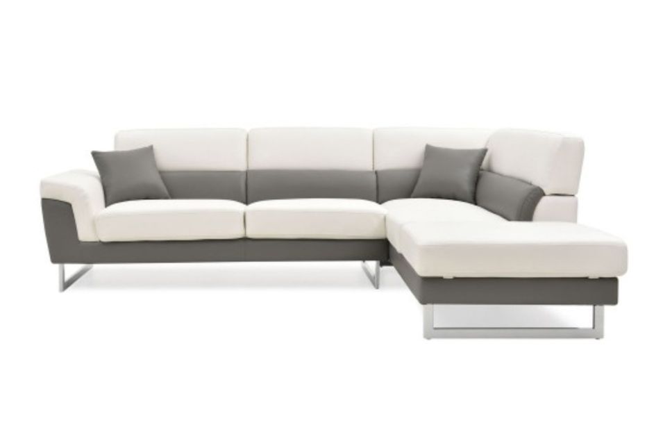 Canapé design angle droit simili cuir blanc et gris Kima - Photo n°4
