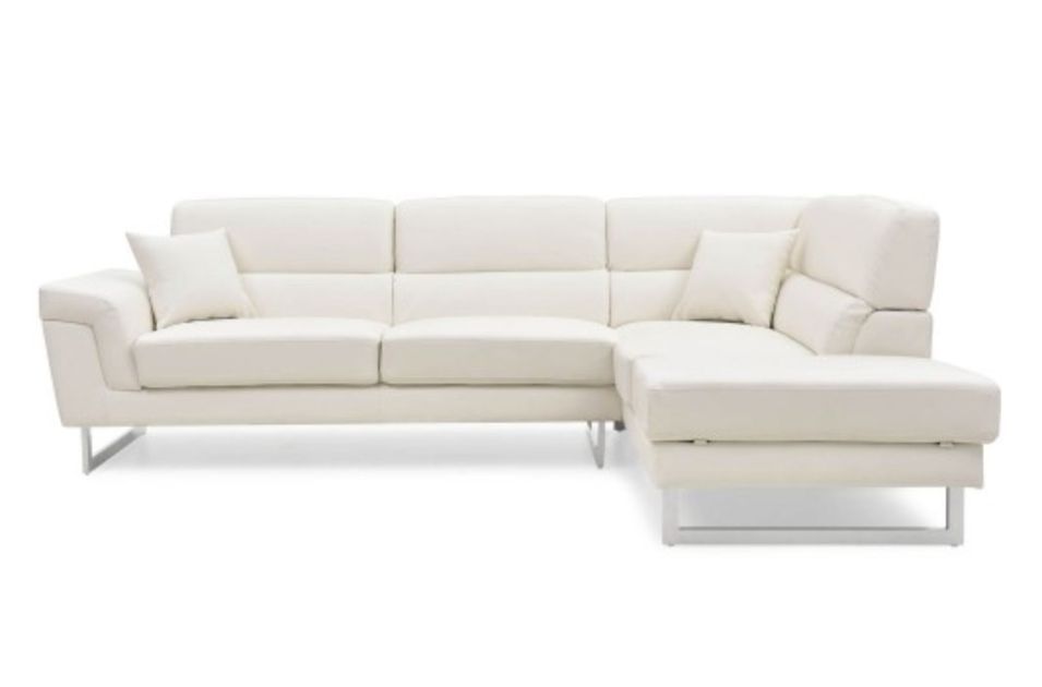 Canapé design angle droit simili cuir blanc Kima - Photo n°1