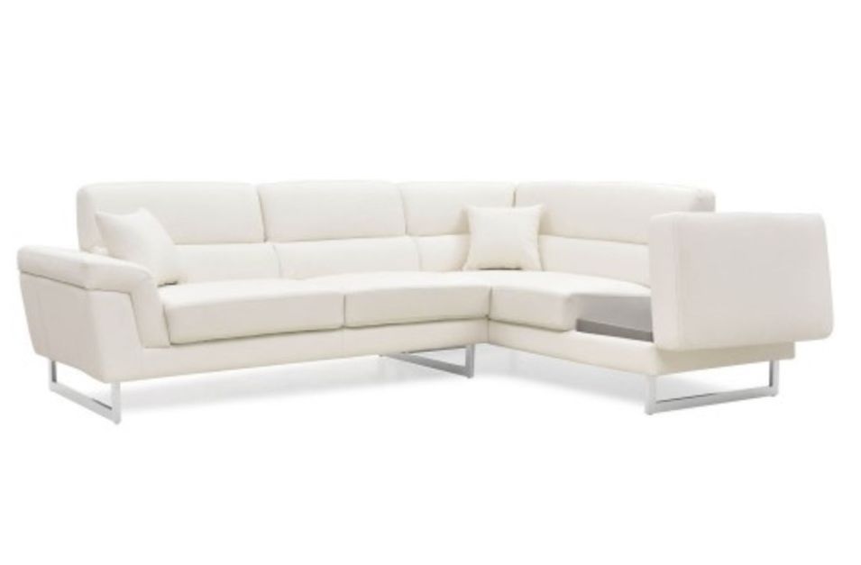 Canapé design angle droit simili cuir blanc Kima - Photo n°2