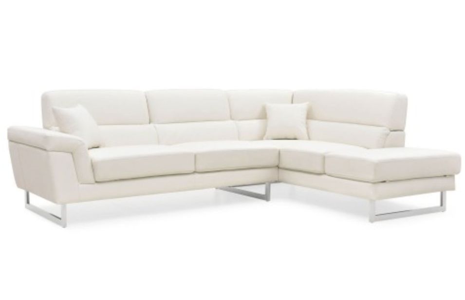 Canapé design angle droit simili cuir blanc Kima - Photo n°3