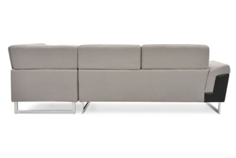 Canapé design angle droit simili cuir noir et tissu gris Kima - Photo n°4