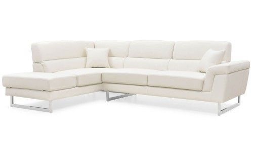 Canapé design angle gauche simili cuir blanc Kima - Photo n°1