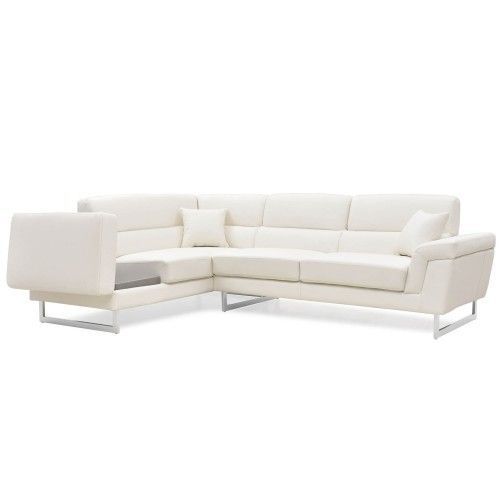 Canapé design angle gauche simili cuir blanc Kima - Photo n°4