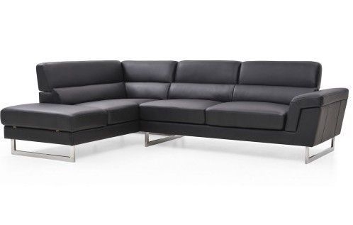 Canapé design angle gauche simili cuir noir Kima - Photo n°1