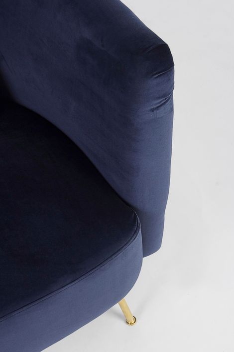 Canapé design capitonné bleu marine et pieds doré Tanka 144 cm - Photo n°5