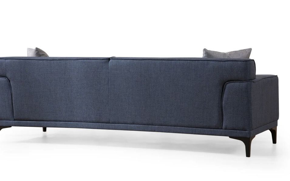 Canapé droit 3 places en tissu bleu avec 2 coussin Tivano 212 cm - Photo n°4
