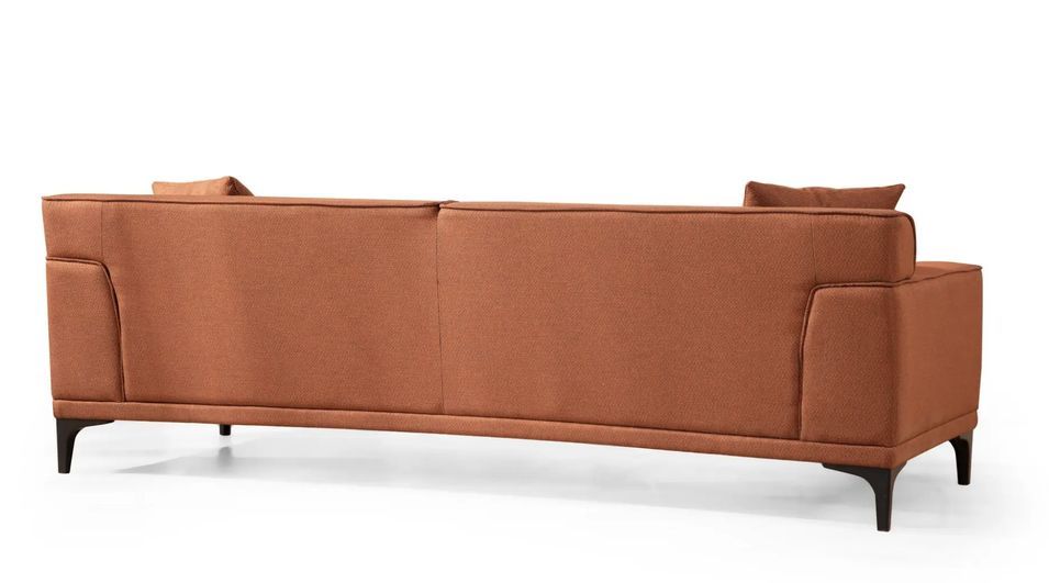 Canapé droit 3 places en tissu orange avec 2 coussin Tivano 212 cm - Photo n°4
