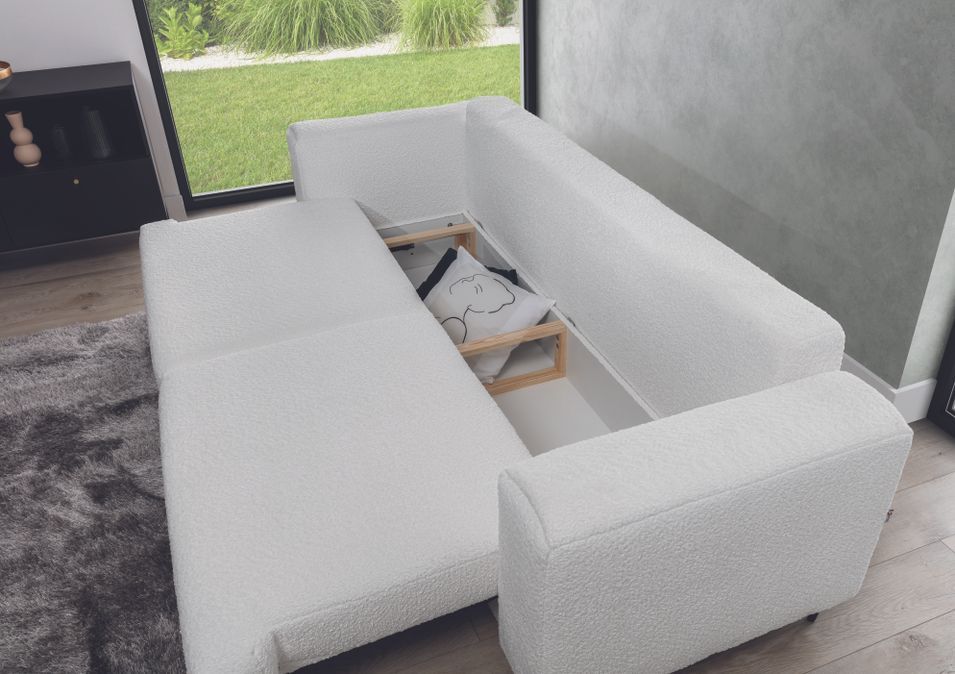 Canapé droit convertible coffre tissu Davina 248 cm - Photo n°9
