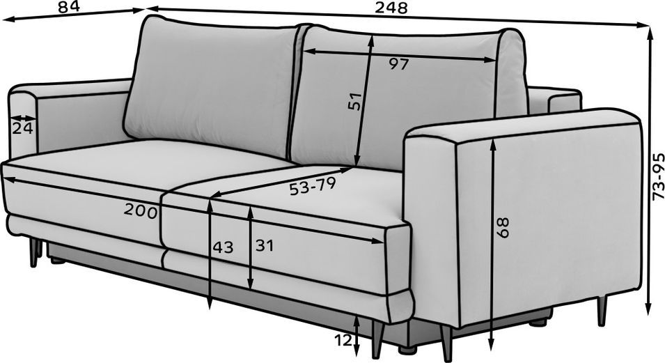 Canapé droit convertible coffre tissu Davina 248 cm - Photo n°7