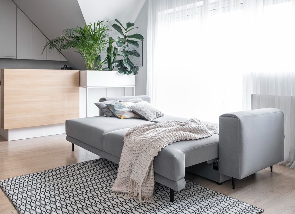 Canapé droit convertible coffre tissu velours Davina 248 cm - Photo n°6