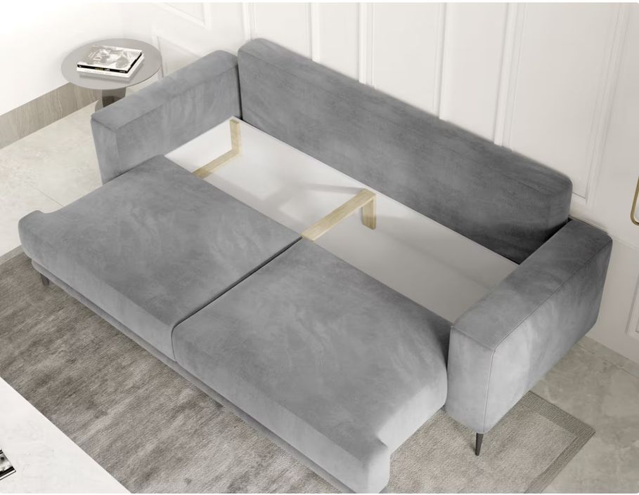 Canapé droit convertible coffre tissu velours Davina 248 cm - Photo n°7