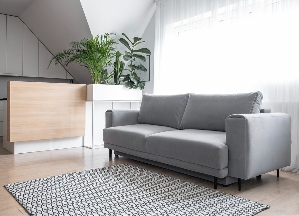 Canapé droit convertible coffre tissu velours Davina 248 cm - Photo n°8
