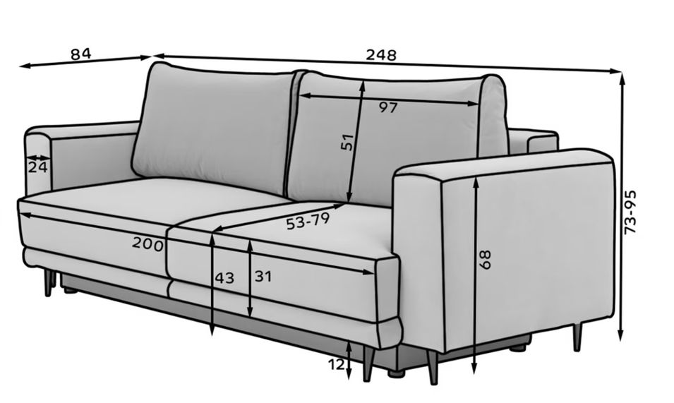 Canapé droit convertible coffre tissu velours Davina 248 cm - Photo n°13