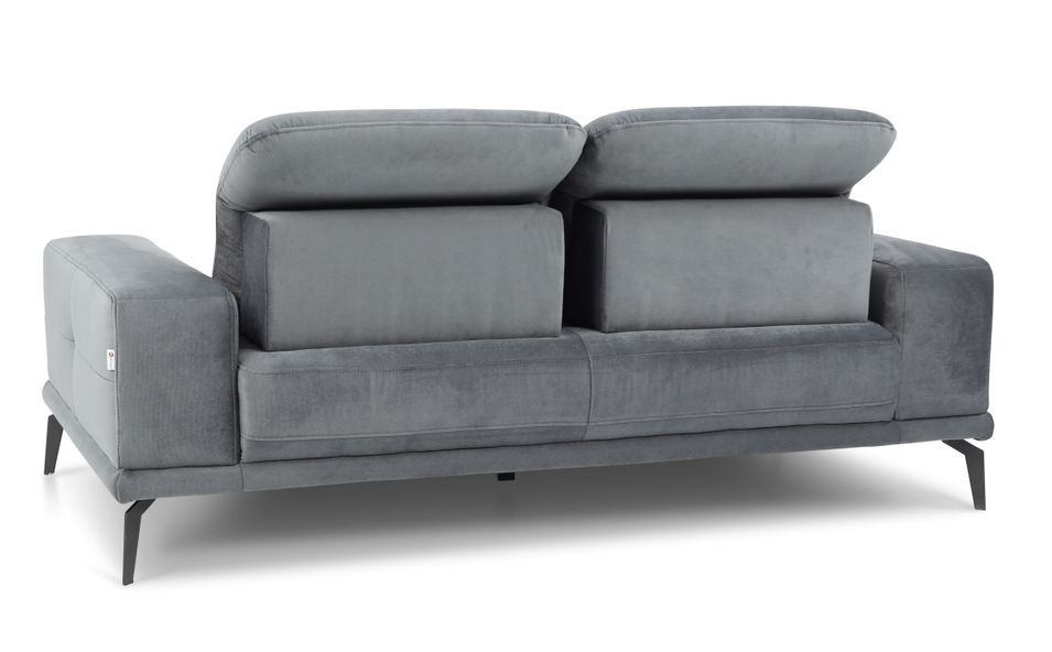 Canapé droit design 2/3 places tissu doux gris clair Torpille 195 cm - Photo n°4