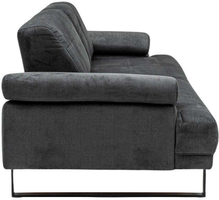 Canapé droit moderne 2 places tissu doux anthracite pieds métal noir Kustone 199 cm - Photo n°5