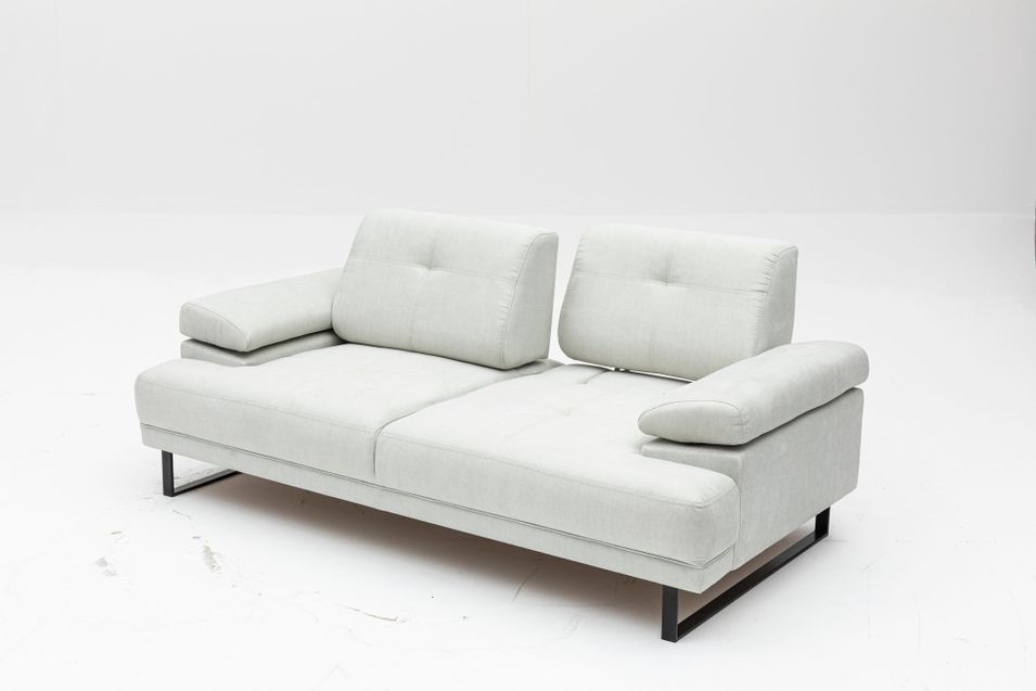 Canapé droit moderne 2 places tissu doux beige clair pieds métal noir Kustone 199 cm - Photo n°8