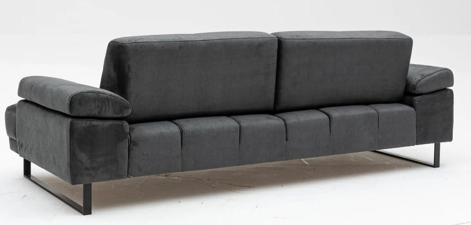 Canapé droit moderne 3 places tissu doux anthracite pieds métal noir Kustone 239 cm - Photo n°14