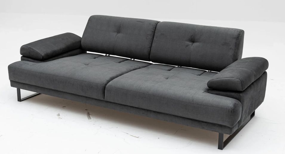 Canapé droit moderne 3 places tissu doux anthracite pieds métal noir Kustone 239 cm - Photo n°16