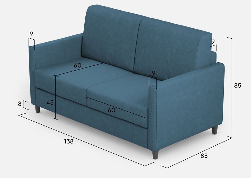 Canapé droit moderne italien tissu bleu Korane - 3 tailles - Photo n°9