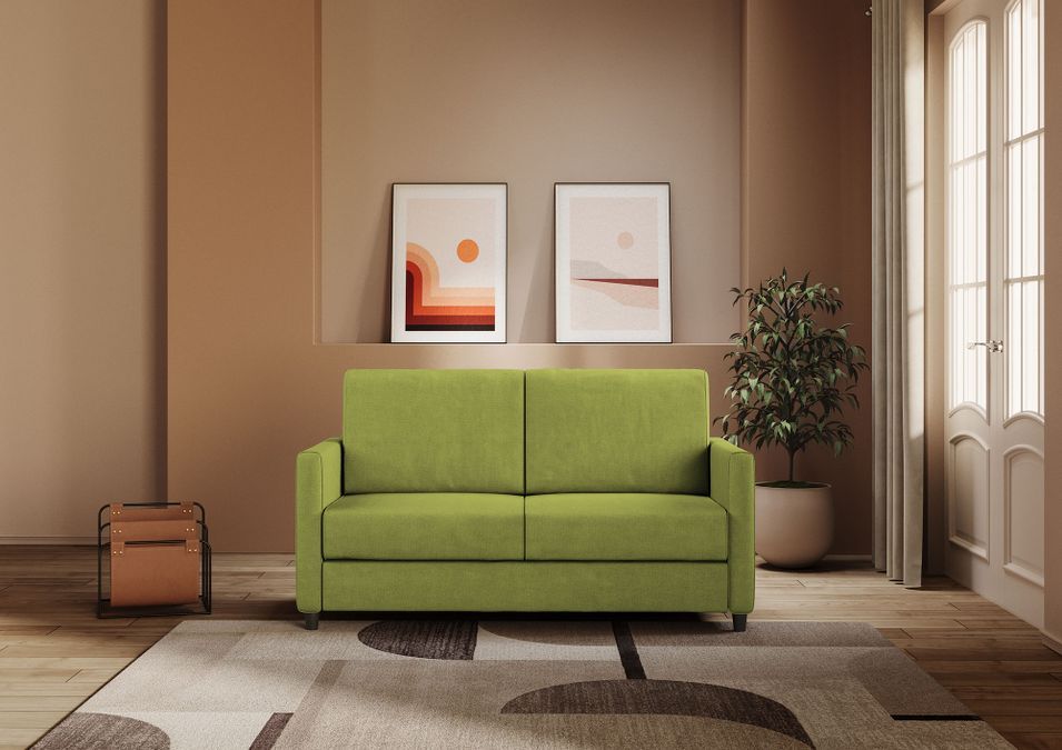 Canapé droit moderne italien tissu vert pistache Korane - 3 tailles - Photo n°2