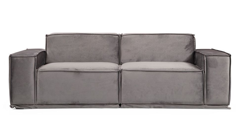 Canapé droit modulable velours gris Kego - Photo n°1