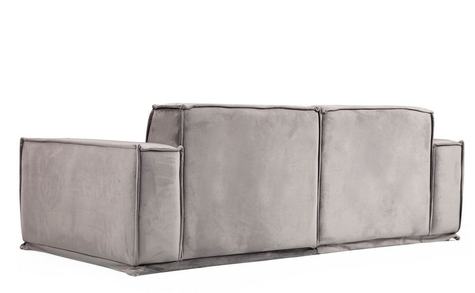 Canapé droit modulable velours gris Kego - Photo n°5