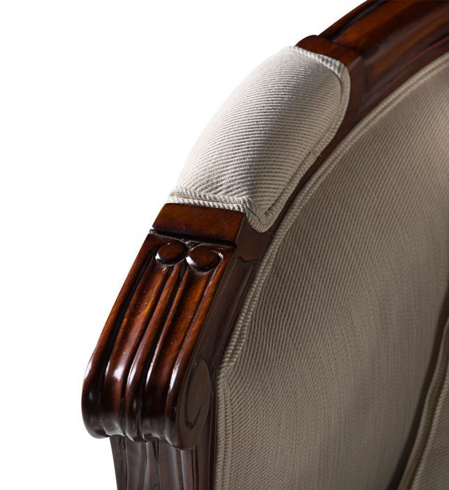 Canapé en bois d'acajou marron et assise tissu beige Castle 160 cm - Photo n°8