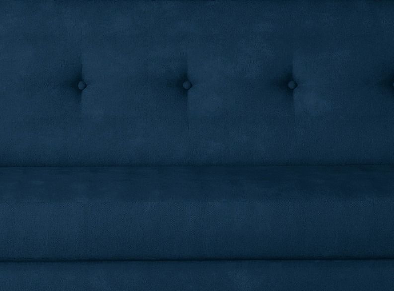 Canapé lit 3 places tissu bleu foncé et pieds en bois de hêtre Saline 216 cm - Photo n°3