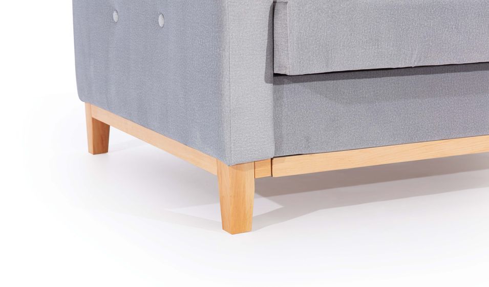 Canapé lit 3 places tissu gris et pieds en bois de hêtre Saline 216 cm - Photo n°8