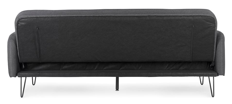 Canapé lit 3 places tissu polyester noir Becky - Photo n°10