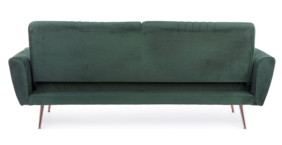 Canapé lit 3 places tissu polyester vert Amanda - Photo n°6