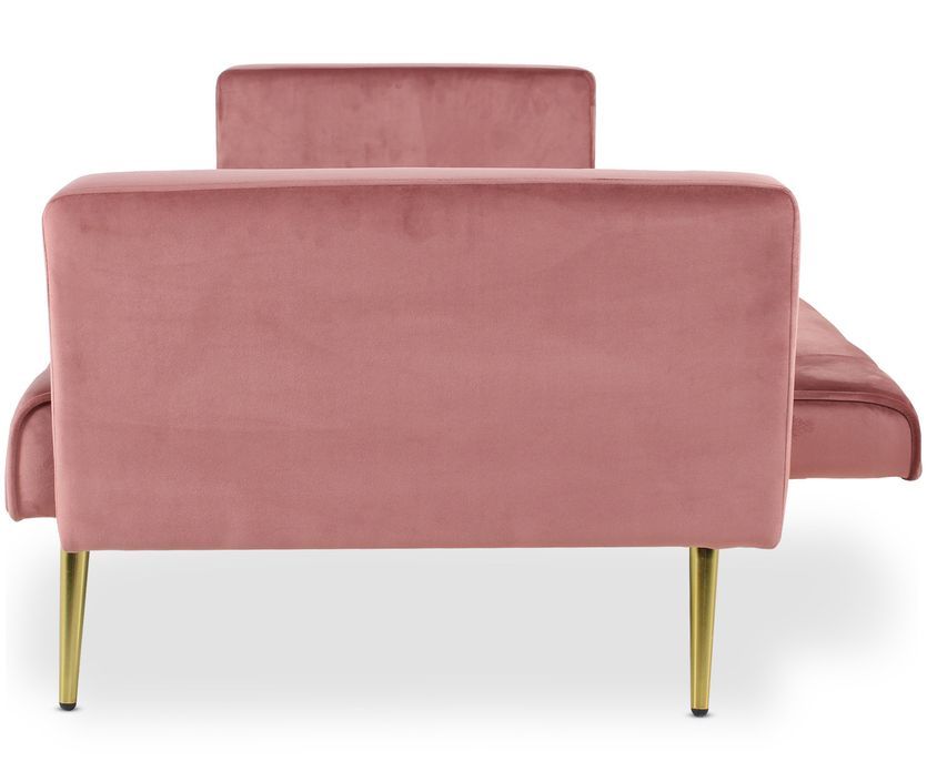 Canapé lit 3 places velours rose et pieds métal doré Justine 175 cm - Photo n°6