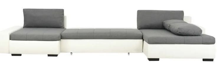 Canapé lit modulaire simili cuir blanc et gris clair Salma - Photo n°6
