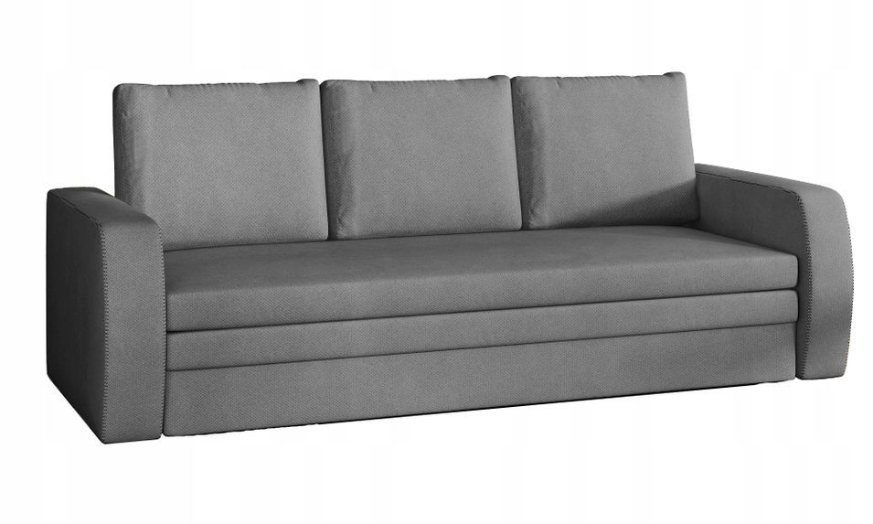 Canapé lit tissu gris avec coffre de rangement Liverna 220 cm - Photo n°1
