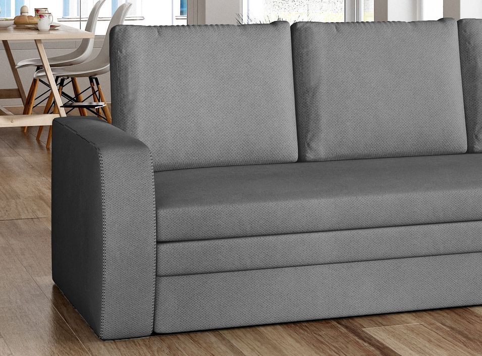 Canapé lit tissu gris avec coffre de rangement Liverna 220 cm - Photo n°3