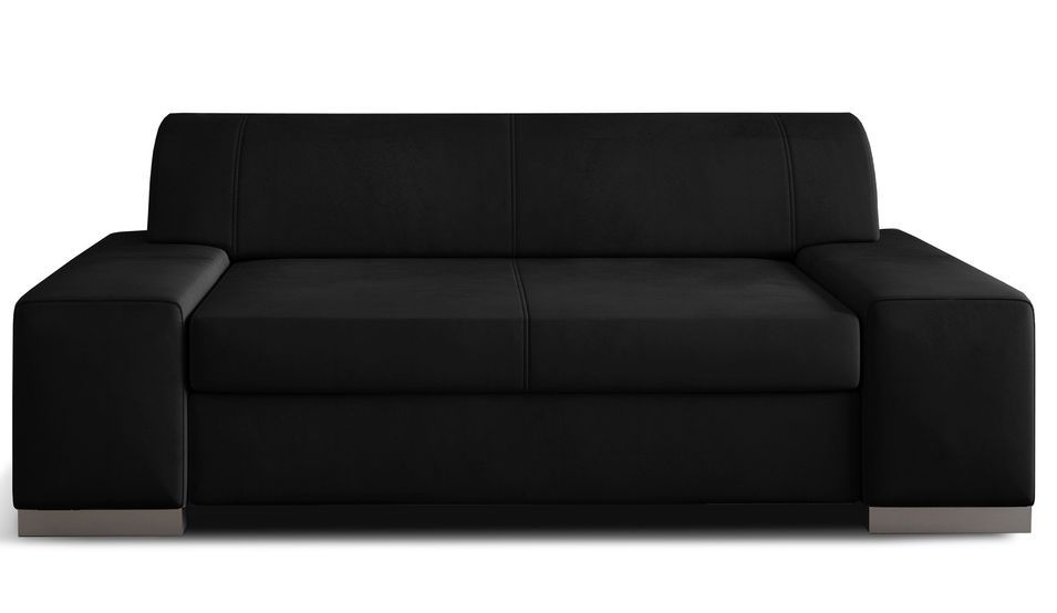 Canapé minimaliste 2/3 places velours noir Plazo 190 cm - Photo n°1