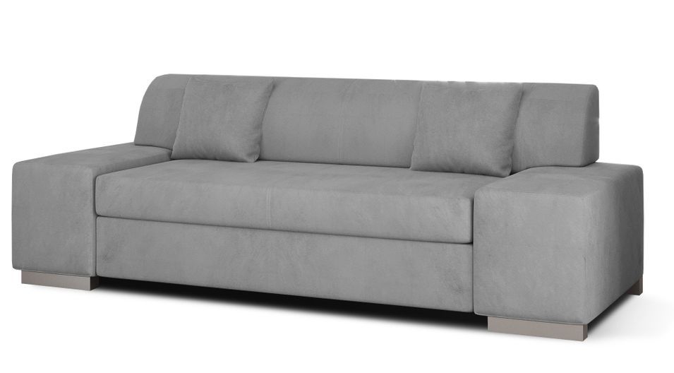 Canapé minimaliste 3/4 places velours gris clair Plazo 210 cm - Photo n°1