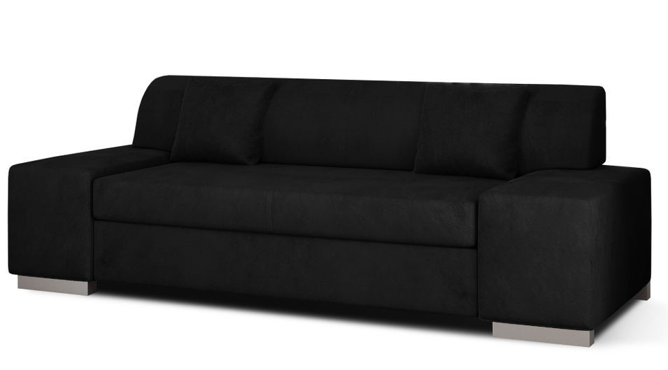 Canapé minimaliste 3/4 places velours noir Plazo 210 cm - Photo n°1