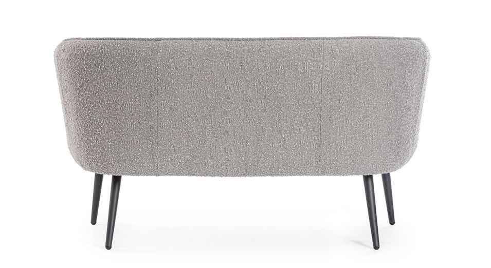 Canapé moderne 2 places tissu doux bouclé gris et pieds acier noir Kadole 126 cm - Photo n°6