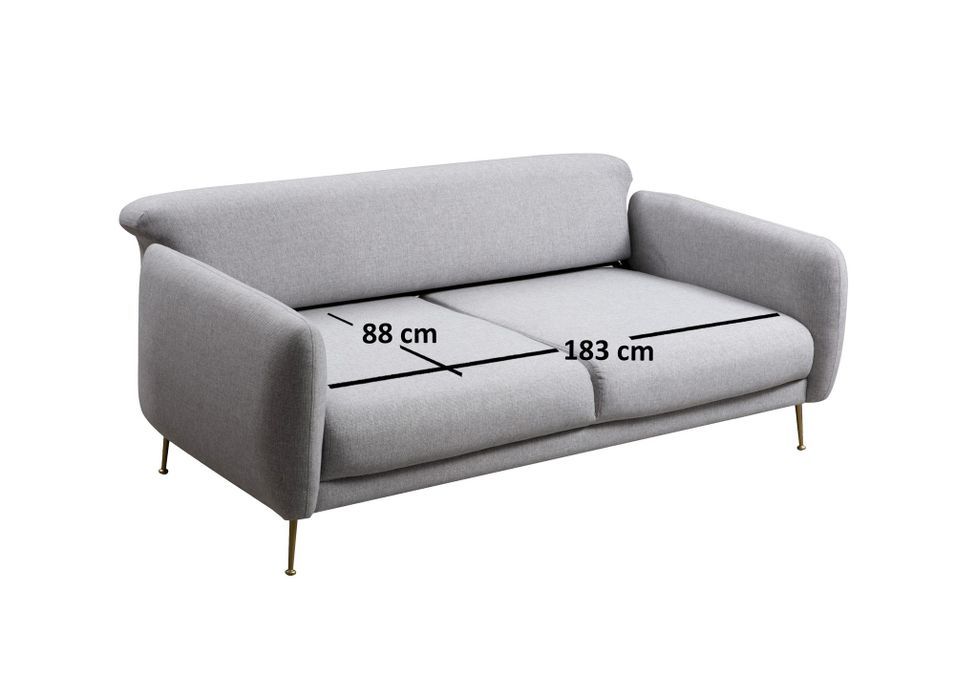 Canapé moderne 3 places tissu gris clair et pieds métal noir Kezila 214 cm - Photo n°6