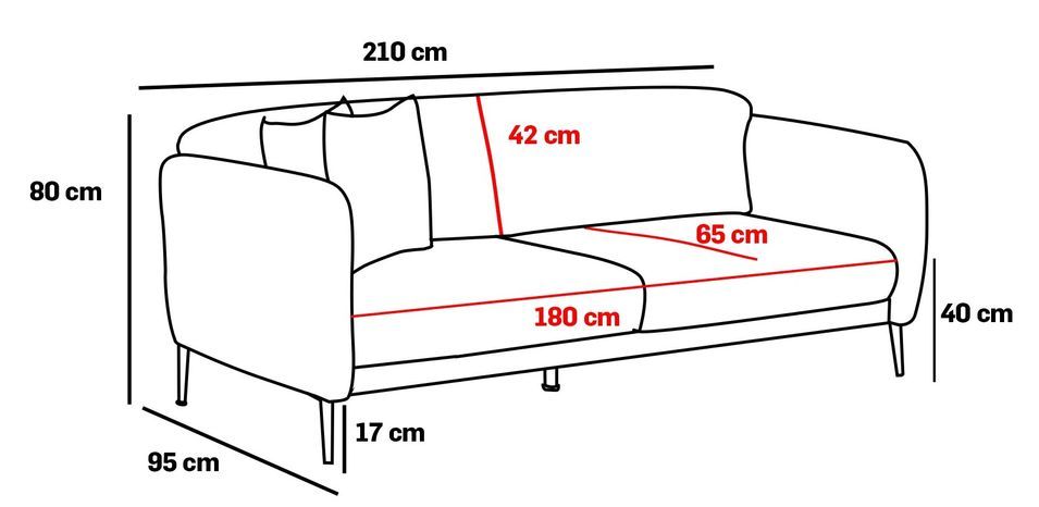 Canapé moderne tissu anthracite Valiko 210 cm - Photo n°10