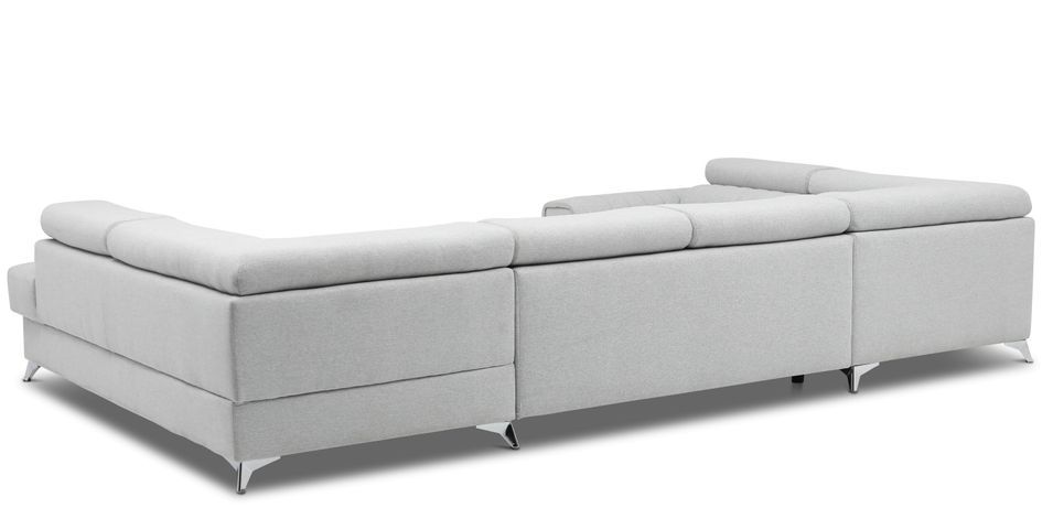 Canapé panoramique convertible simili cuir blanc avec coffre de rangement Louve 340 cm - Photo n°18