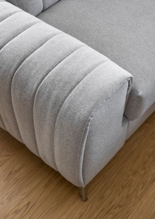Canapé panoramique convertible tissu gris clair avec coffre de rangement Louve 340 cm - Photo n°16