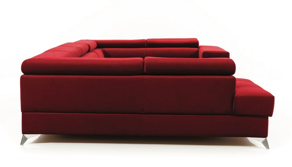 Canapé panoramique convertible velours rouge avec coffre de rangement Triano 342 cm - Photo n°11
