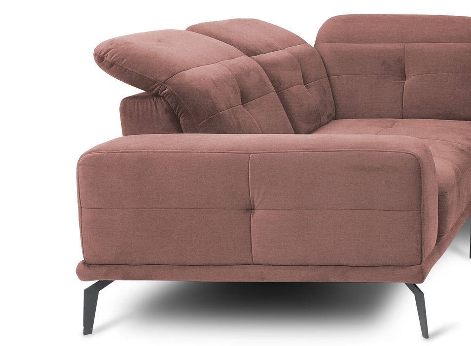 Canapé panoramique design tissu rose têtières angle gauche avec accoudoir Stan 350 cm - Photo n°2
